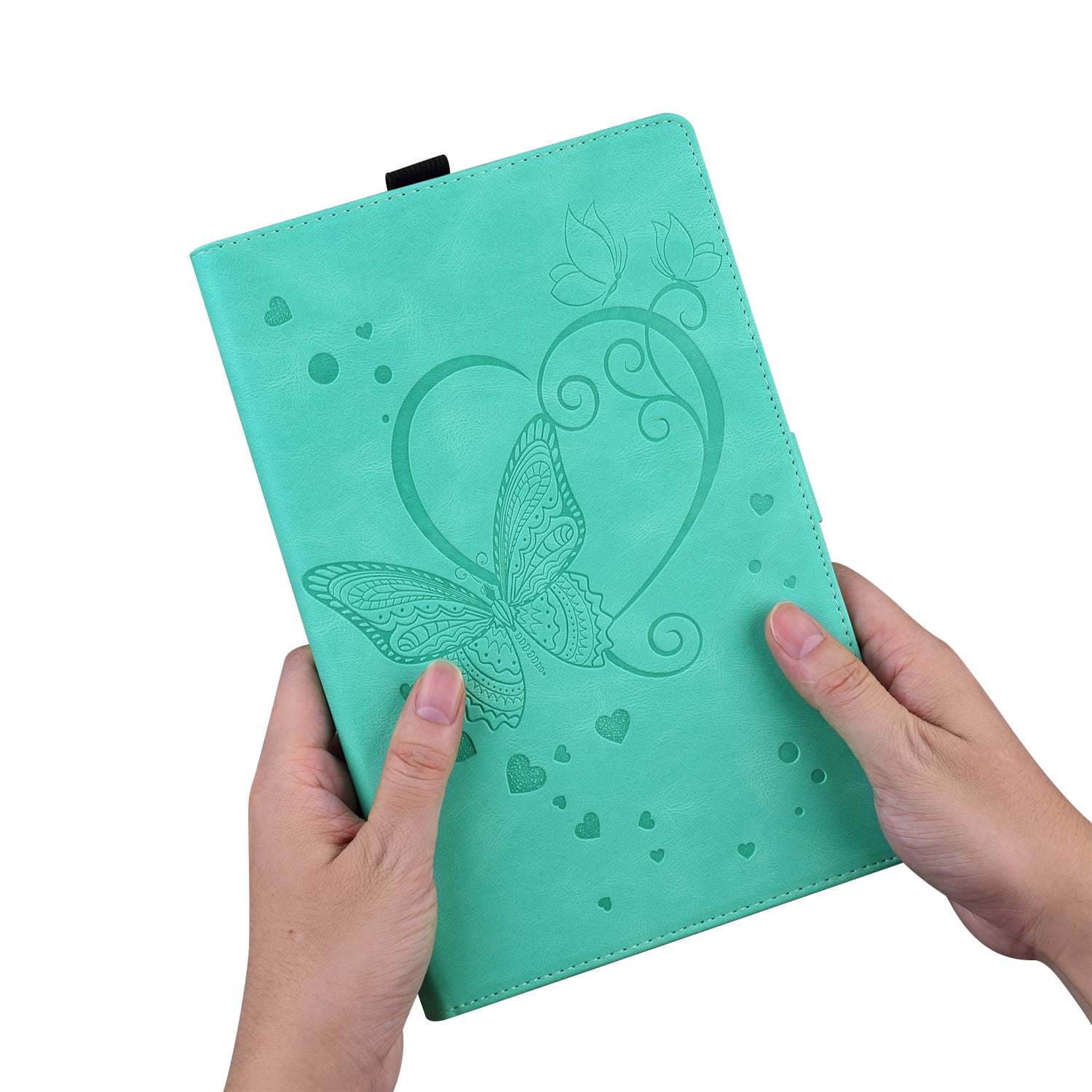Allytechgroup iPad Pro 11 M4 2024 Case, PU Leather Folio Stand Bumper Anti-Scratch Kickstand Butterfly Embossed Shockproof Slim Fit Pencil Holder Case Cover for Apple iPad Pro 11" 2024, Green