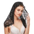 thumbnail image 1 of Velo latino para misa, Mantilla de encaje Floral, velos de iglesia, bufanda corta, cubierta para la cabeza, color negro, 1 of 5