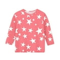 thumbnail image 4 of Ugoldhm Girls Blouses Round Neck Star Graphic Casual Tops 3/4 Sleeve Summer Fall Kids Clothes, 4 of 5
