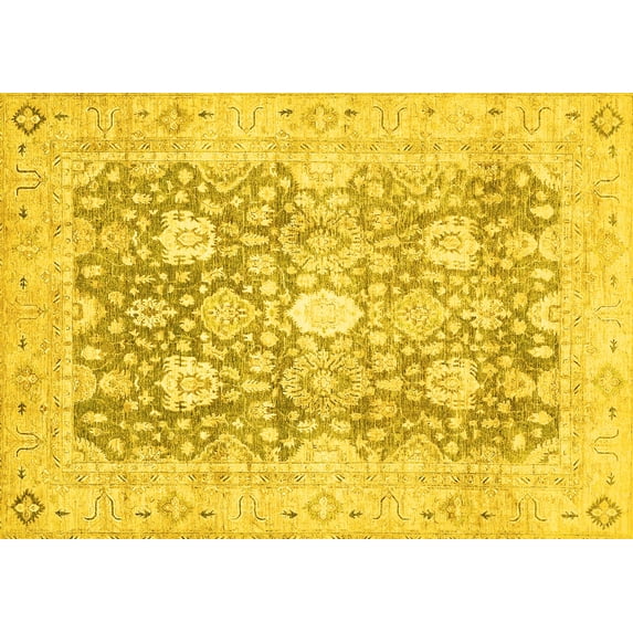 Ahgly Company Indoor Rectangle Abstract Yellow Modern Area Rugs, 3' x 5'
