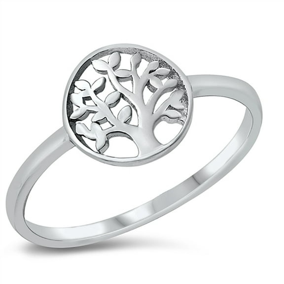 Sterling Silver Round Tree of Life Ring Size 10