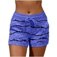 thumbnail image 3 of Blmnix Blue Shorts for Women Trendy with Pockets Board Striped High Waisted Spandex Womens Summer Shorts,XL, 3 of 6