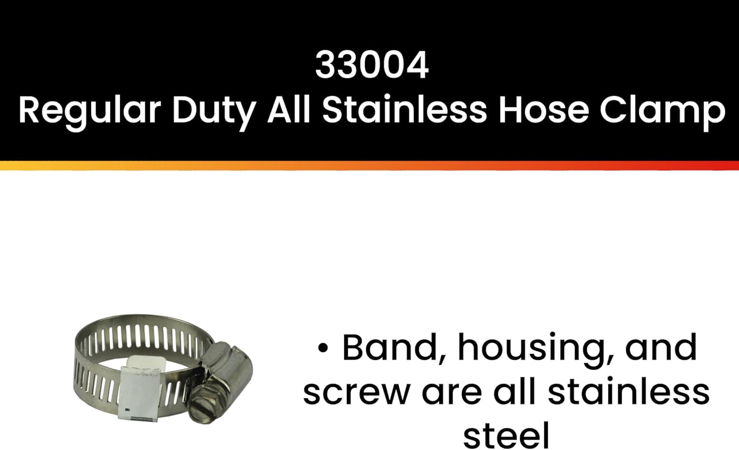 Tie 33004 SAE Size 12 Range 11/16-Inch-1-1/4-Inch Regular Duty All Stainless Hose Clamp, 10-Pack