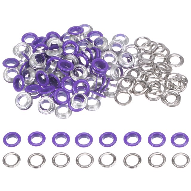 100 Juego Color Redondos Ojales 10mm Agujero Metal Ojales con Arandelas para Recortes Álbum Zapatos Ropa Cuero Lienzo, Púrpura