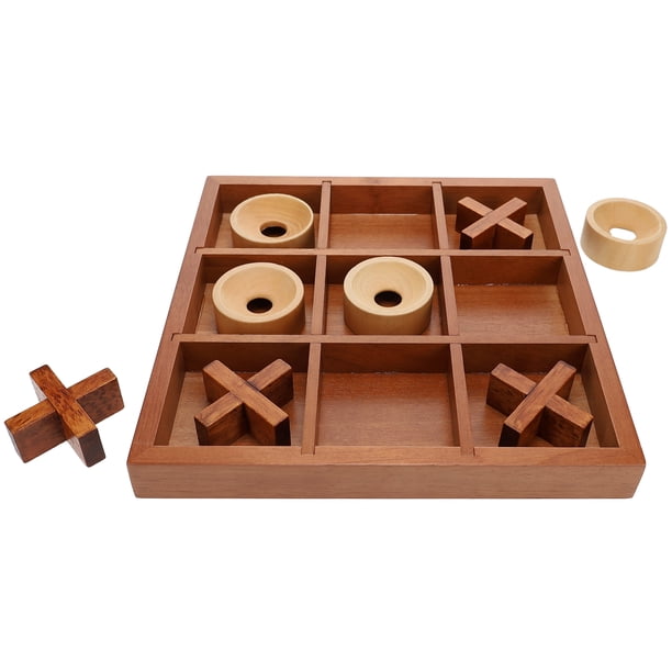 WE Games Tic Tac Toe Wooden Game Set, Coffee Table Game for