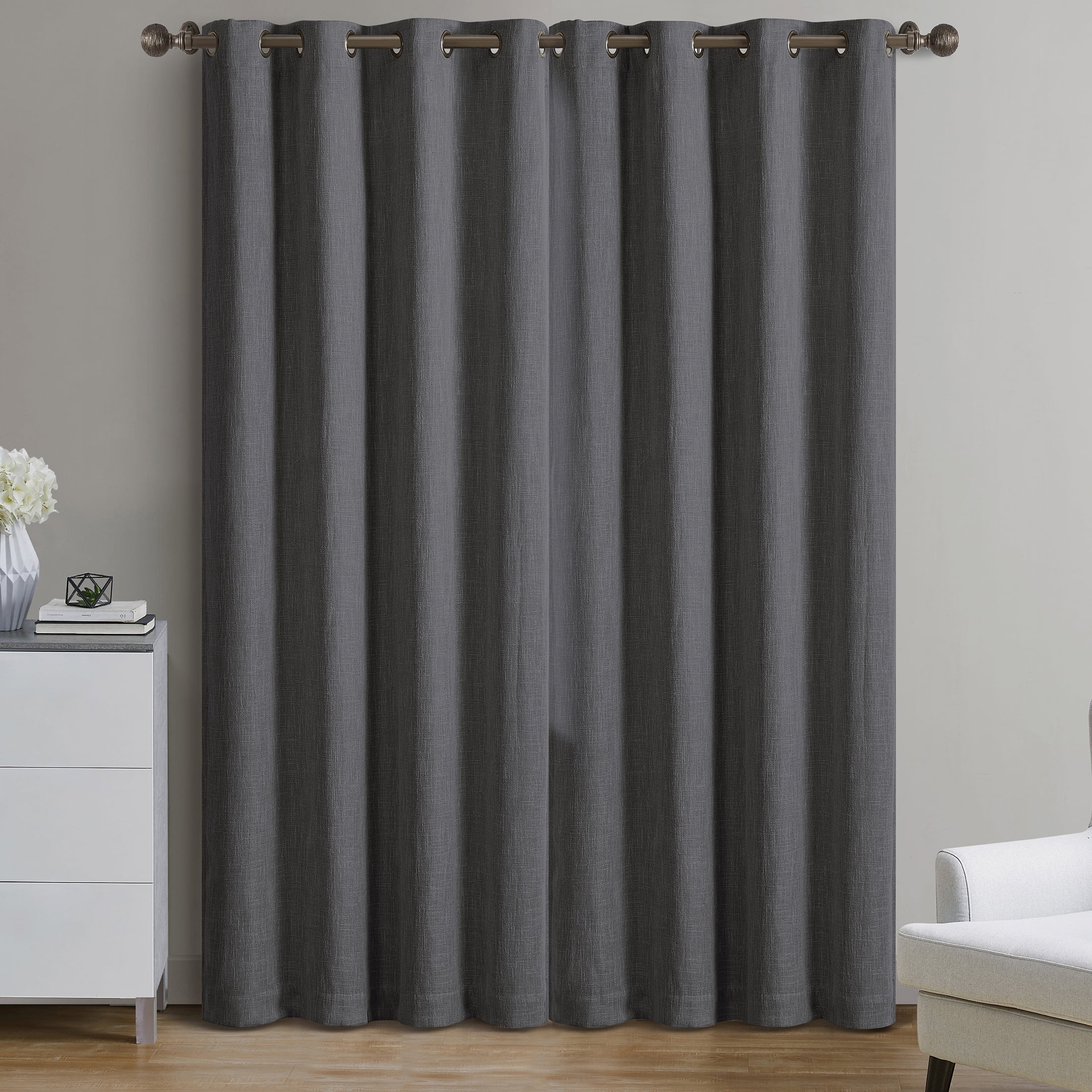 Better Homes & Gardens Woven Textured Grommet Blackout Curtain Panel, 1-Piece, Gray, 50" W x 84" L
