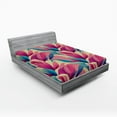 thumbnail image 2 of Ambesonne Floral Fitted Sheet, Nostalgic Petals Aquarelle, Full Size, Pink and Sea Blue, 2 of 5