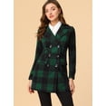 thumbnail image 2 of Abrigo De Cuadros De Invierno Doble Botonadura Solapa Con Muesca Para Mujeres Azul Marino Verde L, 2 of 6