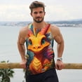 thumbnail image 6 of Gukieu Colorful Flower Chameleon Print Men's Quick Dry Fitness Vest, Round Neck Sleeveless Fitness Bodybuilding Top-XX-Large, 6 of 7
