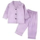 thumbnail image 1 of Odeerbi 1-8 Años Niños Niñas Pijama de Satén Con Solapa Entallada Camisa de Manga Larga Conjunto de Pantalones Suave Ropa de Dormir de Dos Piezas Pijama de Dos Piezas, 1 of 9
