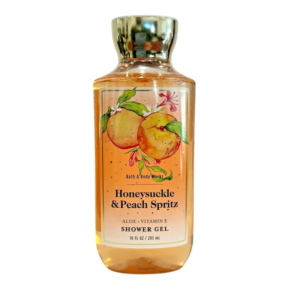 Bath and Body Works Honeysuckle & Peach Spritz with Aloe   Vitamin E Shower Gel (10 FL OZ / 295 mL)