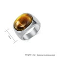 thumbnail image 2 of PAURO Gemstone Rings for Men Gold/Silver/Black Plated Oval Stainless Steel Colourful Statement Personalised Dainty Simple Vintage Jewellery Silver Brown Size Y, 2 of 6