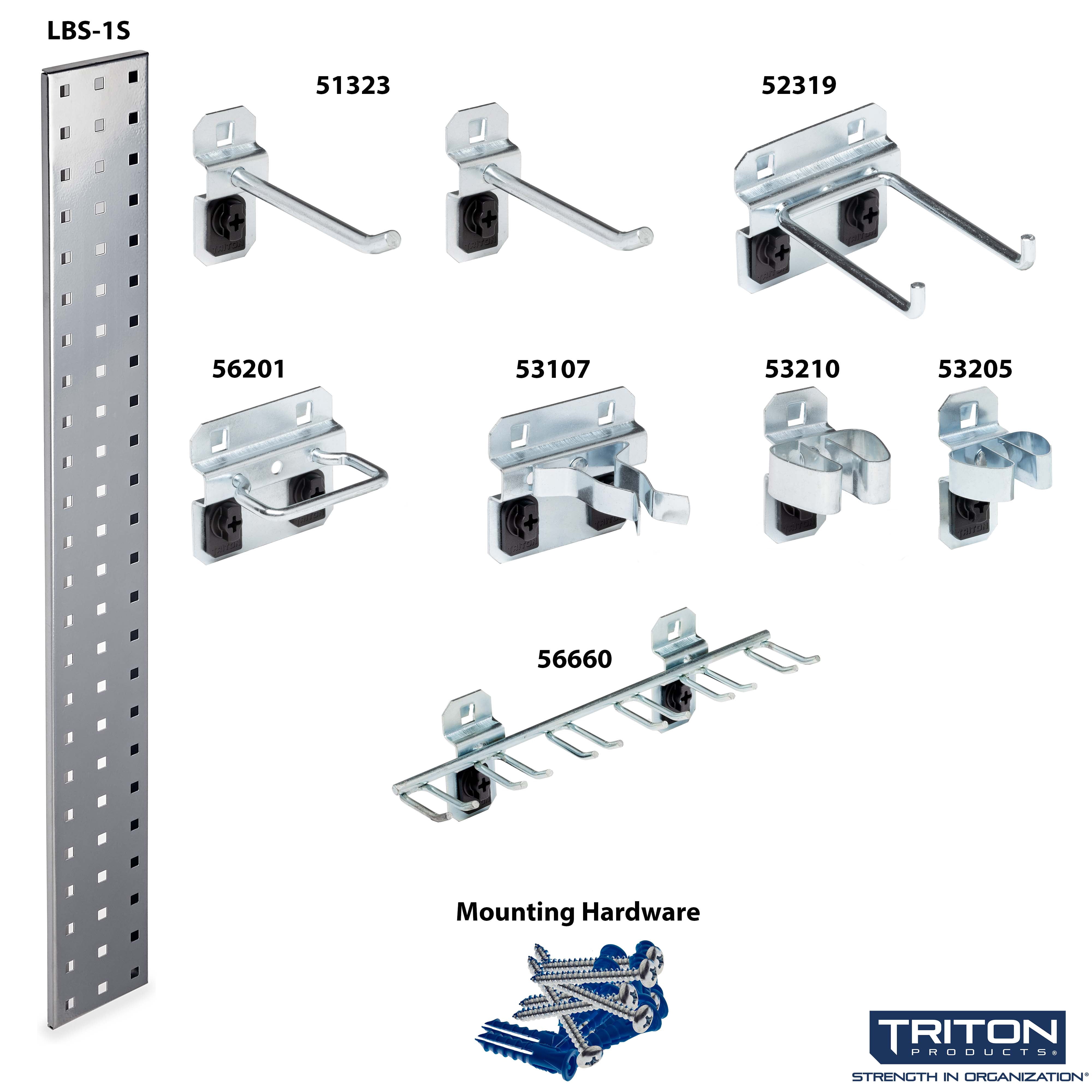 Triton Products® Silver Tool Pegboard Kit with (1) 36 In. x 4.5 In. 18 Gauge Steel Square Hole Pegboard and 8 pc LocHook Assortment