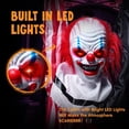 thumbnail image 3 of Joyfy 65" Halloween Hanging Scary Clown Decorations with Chain, with LED Lights Talking Animatronics Decor Outdoor Indoor for Haunted House Lawn Yard Patio, 3 of 9