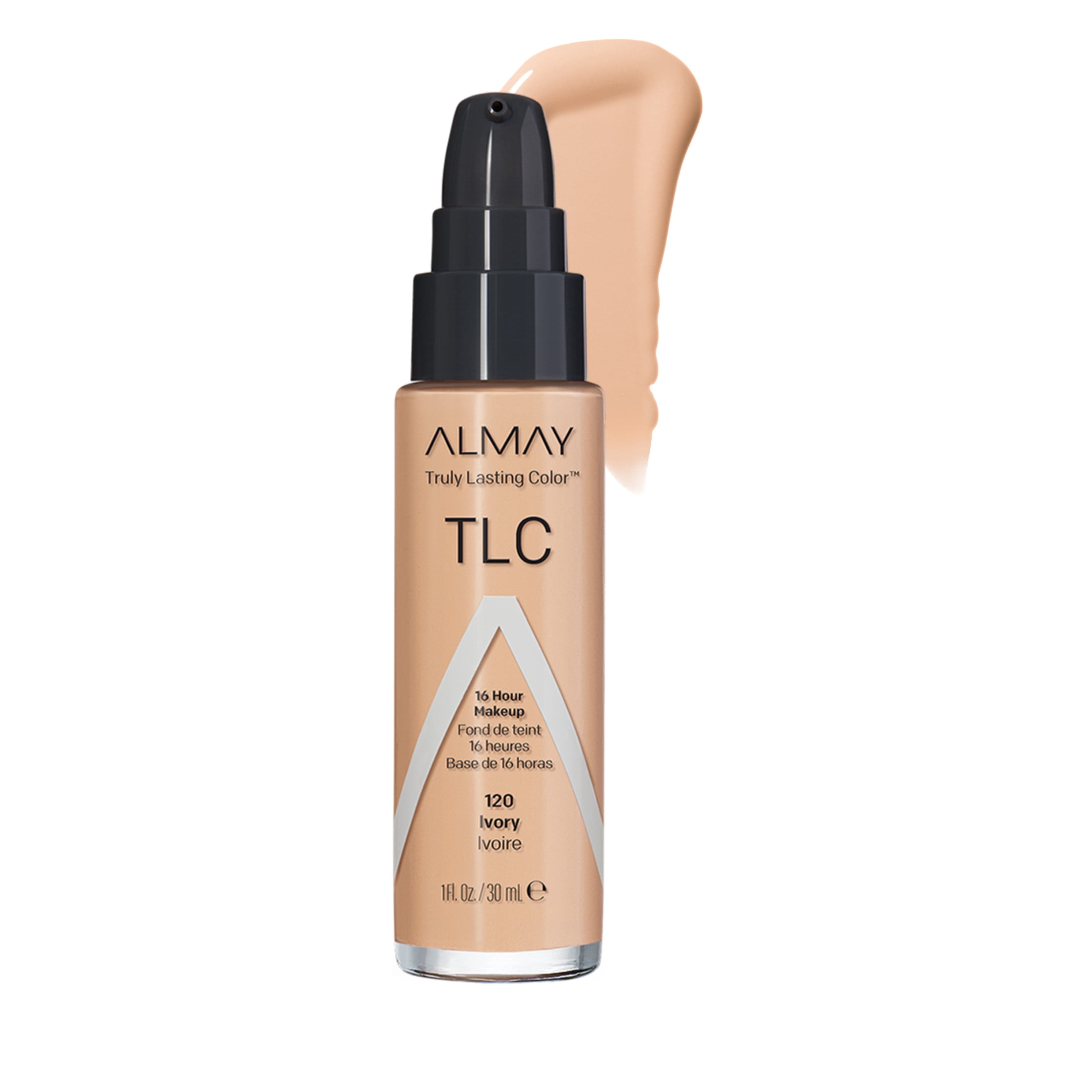 (2 pack) Almay Truly Lasting Color Liquid Foundation Makeup, Longwear Coverage, 120 Ivory, 1 fl oz