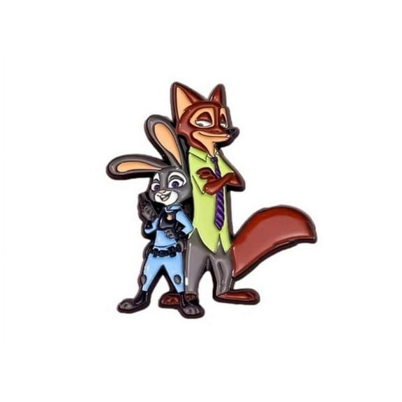 Zootopia Nick and Judy 1.75 Inch Tall Enamel Metal Pin