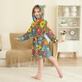 thumbnail image 2 of FORMRS Niños Bathrobe Unisex Hooded Robe Soft Plush Pajamas Sleepwear, Size 4-6T, Cartoon Flowers, 2 of 7