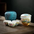 thumbnail image 2 of Tea Cup Set China Chic Style Sheep Fat Jade Express Cup Outdoor Ceramic Glass One Pot Three Cups Kungfu Travel Tea Set Travel Outfit Teapots & Coffee Servers Travel Tea Set, 2 of 5