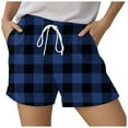 thumbnail image 5 of GEWSEY Womens Plaid Shorts Casual Elastic Waist Checkered Shorts Women Trendy with Pockets (Blue, M), 5 of 5