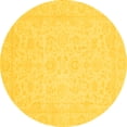 thumbnail image 1 of Ahgly Company Machine Washable Indoor Round Oriental Yellow Traditional Area Rugs, 3' Round, 1 of 4
