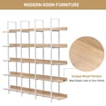 thumbnail image 5 of PORKISS 5 Tier Bookcase, Wood & Steel Open Bookshelf with Metal Frame, Square Vintage Industrial Style Tall Bookshelf, Modern Freestanding Etagere Bookcase for Home Office, Oak/White, 5 of 13