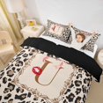 thumbnail image 3 of Catabedysis Bowknot Initial Letter Twin Duvet Cover,Leopard Pattern Alphabet U Twin Bedding For Girls,Black Reversible,2-Piece,1 Duvet Cover and 1 Pillowcase, 3 of 6