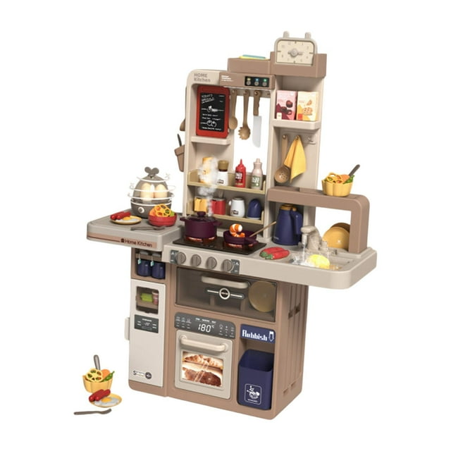 Juego de utensilios de cocina de simulación de cocina, accesorios de cocina para niños , Café 74 Uds.