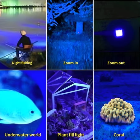 HIBIBUD 2026 New Rechargeable Blue Light Flashlight Blood Light Observation 3 Modes Zoomable Small Led Tactical Flashlight for Fishing Night Vision for Camping Hiking Boating Hunting Emergency