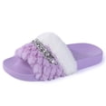 thumbnail image 5 of Sandals for Women/Girls Soft Plush Furry Cozy Bedroom Slippers with Arch Support Purple 6, 5 of 7