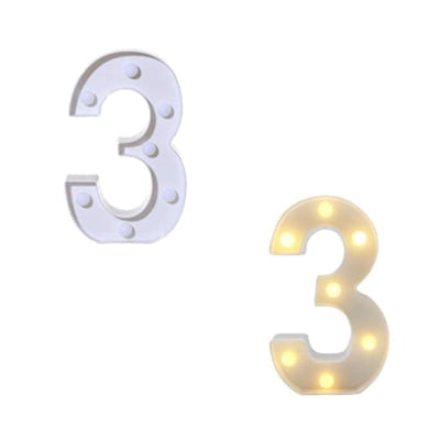 Lámpara de números LED Números 3 Decoración blanca cálida para fiesta de cumpleaños-- Sailing Electrónica