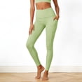 thumbnail image 5 of COMVALUE Leggings with Pockets Women Full Length Capri Buttery Soft High Waisted Stretchy Yoga Pants (Light Green, L), 5 of 9