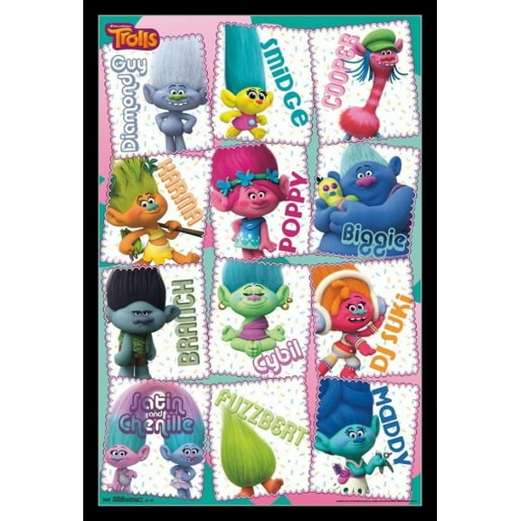 Trolls - Grid Laminated & Framed Poster Print (22 x 34)