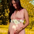 thumbnail image 3 of 2Pcs Floral Bridal Maternity Sash Belt Ribbon Belly Band For Wedding Pregnant Baby Shower Party Photoshoot Beige, 3 of 6