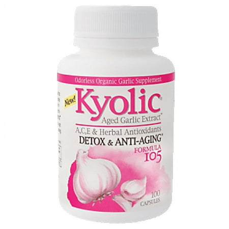 Kyolic Aged Garlic Extract, Detox & Anti-Aging, Formula 105, Capsules, 100 ea