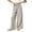 Beige, variant on Utoimkio Women's Side Tie Linen Wide Leg Pants Elastic Ruched Waist with Side Pockets for Beach Vacation Daily Walking