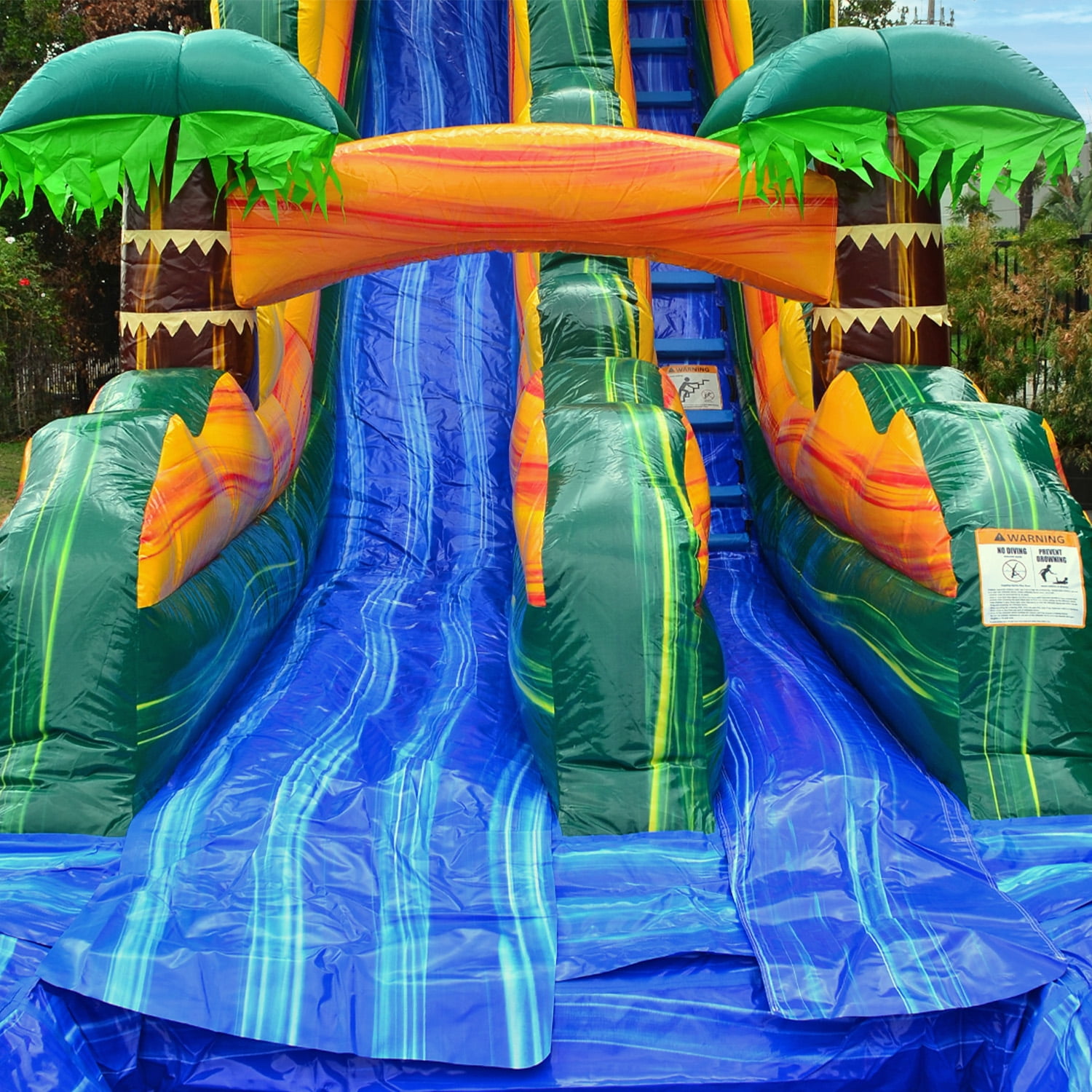 JumpOrange 19FT Cali Palms Commercial Grade Water Slide Inflatable with Detachable Pool for Kids and Adults with Blower