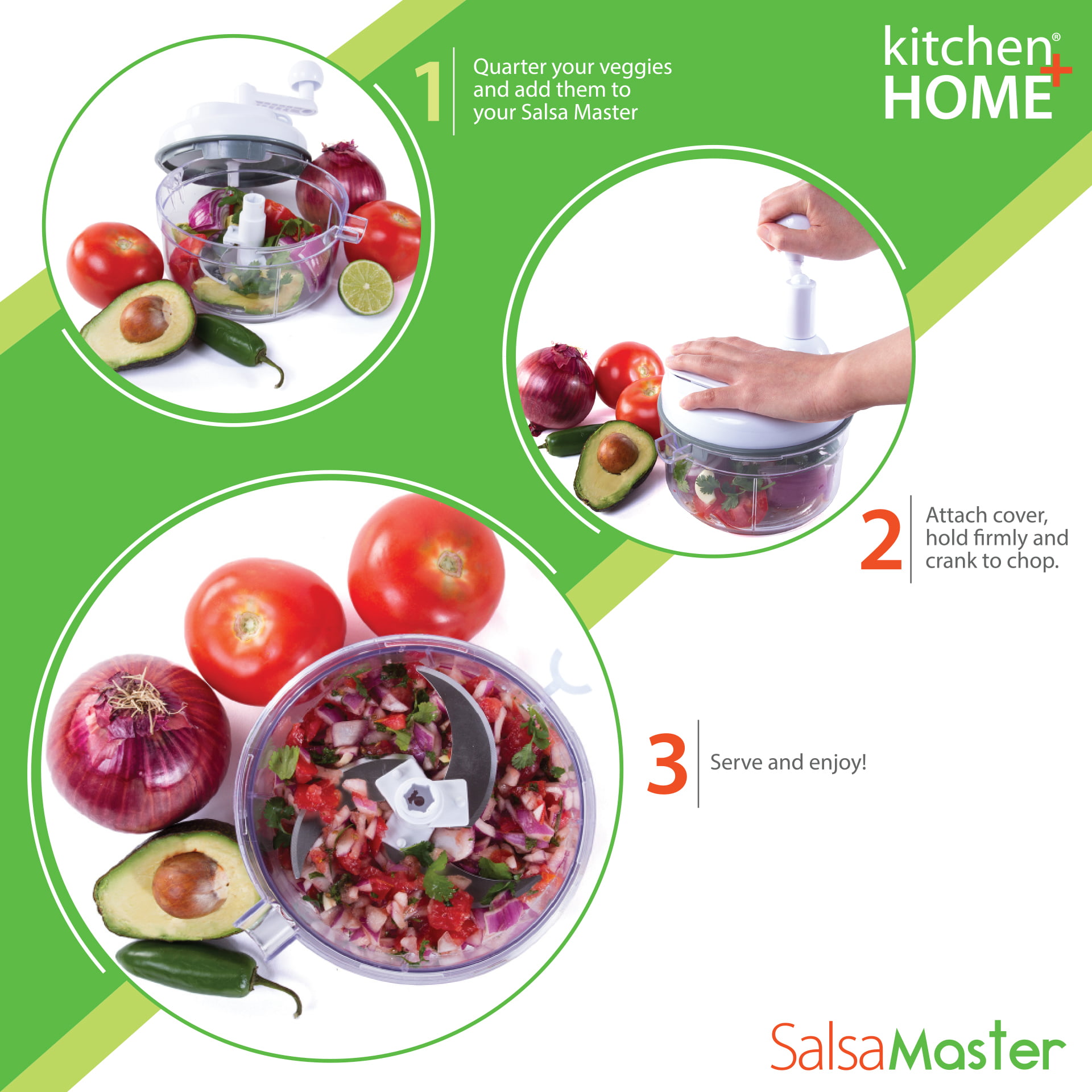  Manual Hand Vegetable Slicer with Pure Steel Blade - Salsa  Master Salsa Maker - Garlic Crusher - Handheld Food Processor - Rotary  Style Slicer Dicers BPA Free Chopper For Nuts, Fruits