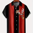 thumbnail image 1 of Christmas Deer Print Men's Casual Short Sleeve Shirt, Men's Shirt For Summer Vacation Resort, Tops For Men, Gift For Men, 1 of 5