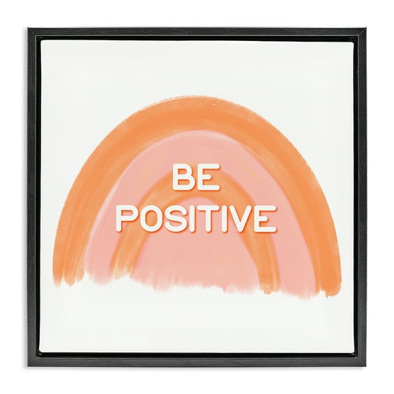Stupell Industries Orange Be Positive Text & Numbers Painting Black Floater Framed Canvas Art Print Wall Art, 18 x 18