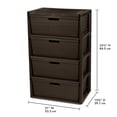 thumbnail image 3 of (2 pack) Sterilite Wide 4 Drawer Tower, Plastic Storage Organizer with Removable Decorative Bins, Easy to Assemble - No Tools Needed, Brown, 3 of 14