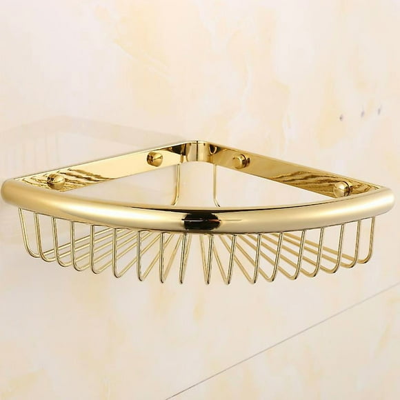 1pc Corner Shower Shelf Gold Triangle Etagere for Bathroom Kitchen Bedroom Living Room Storage Basket