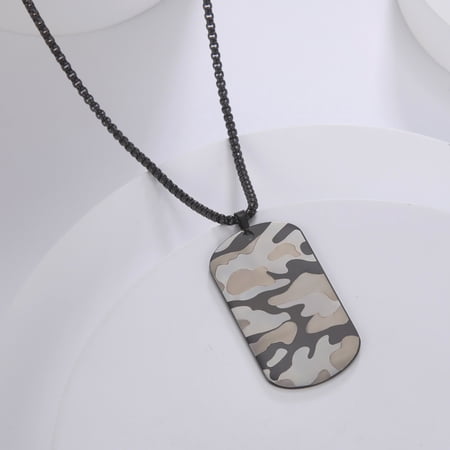 EUEAVAN Camouflage Dog Tag Military Pendant Necklaces Soldier Army Outdoor Sport Stainless Steel Necklace Male Jewelry