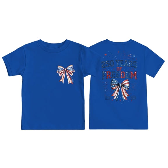 Angala Toddler Girls Tops Patriotic Print Crew Neck Short Sleeve Summer Fourth Of July Holiday Casual Loose Comfortable Child Tops Size 1-2 Years Blue