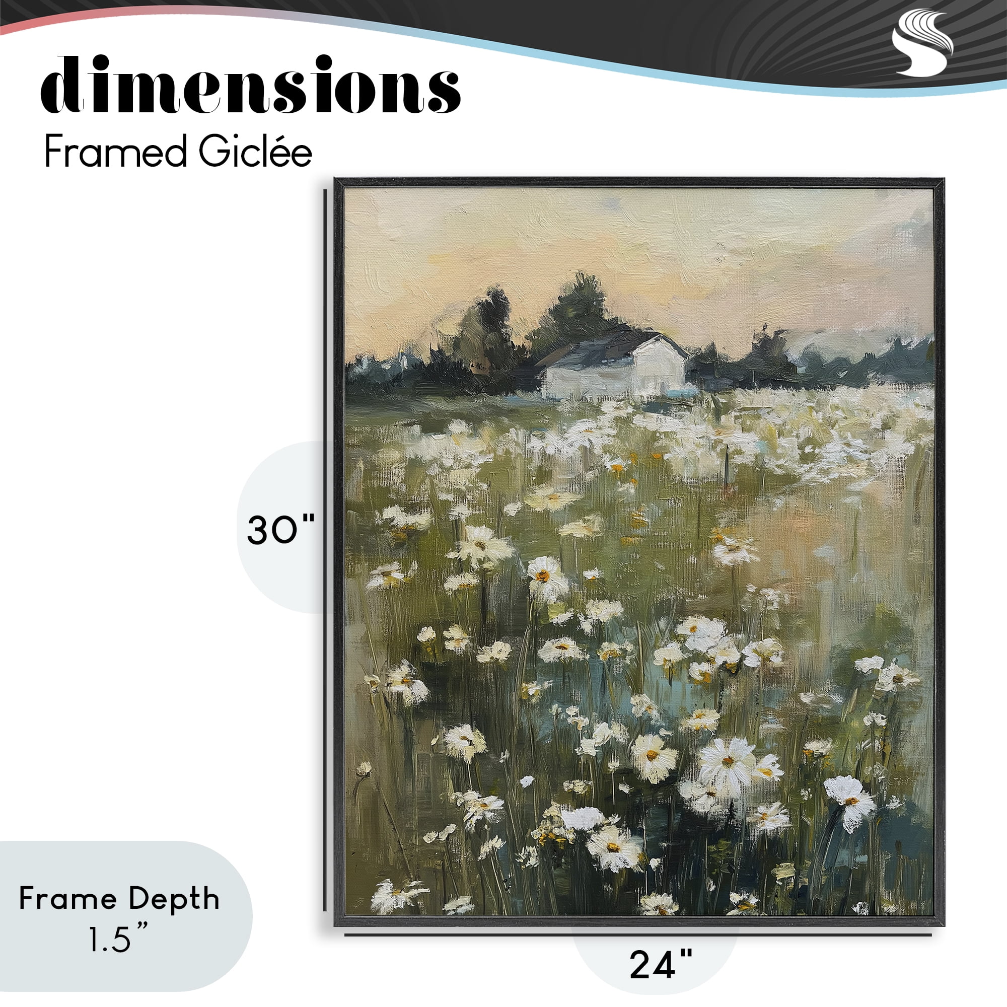 Stupell Industries Expressive Endless Daisies Black Framed Giclee Art, design by Svetlana Aleynikova