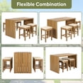thumbnail image 4 of 5 Piece Outdoor Bar Set, Patio Acacia Wood Bar Height Table & Four Stools with Cushions, Wood Dining Bar Set, 4 of 9