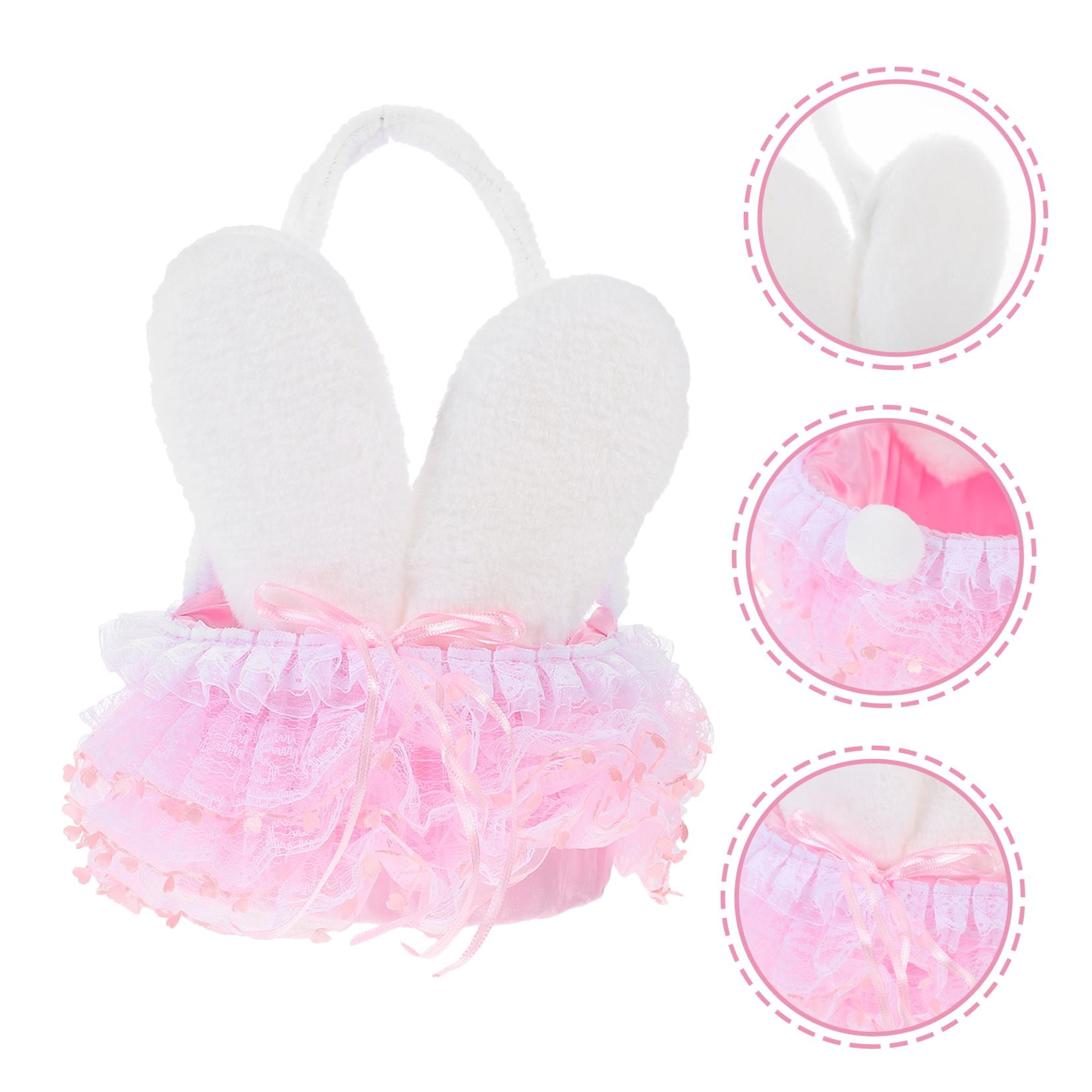 AURARMLET Easter Themed Flower Basket Small Storage Basket Pink PU 1Set