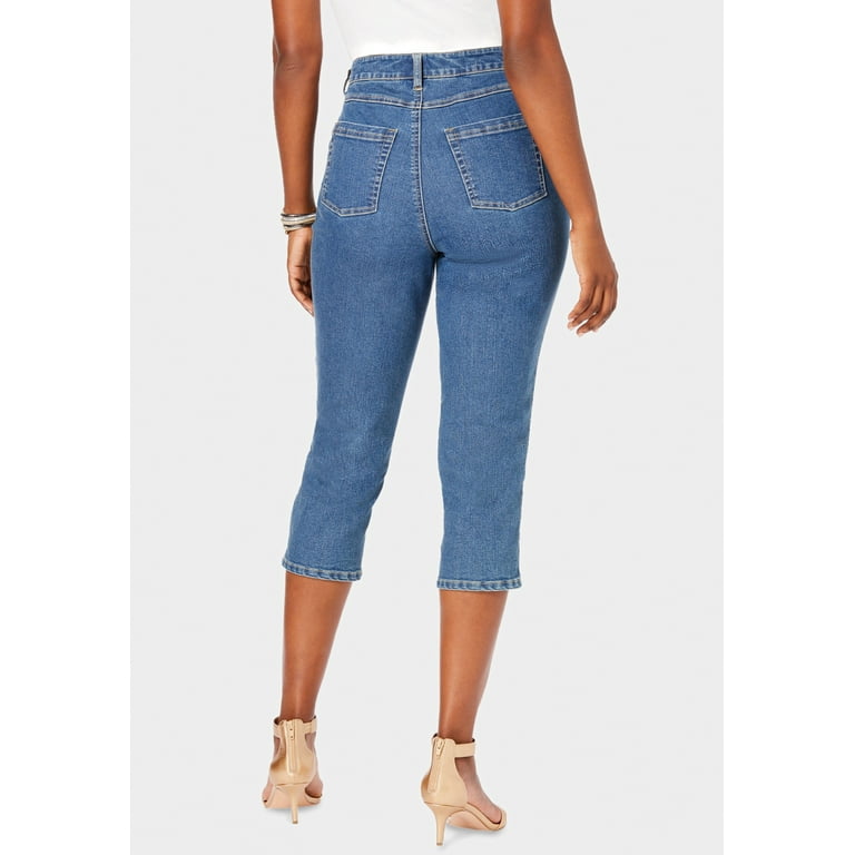Roaman's Women's Plus Size Invisible Stretch Contour Capri Jean Jeans