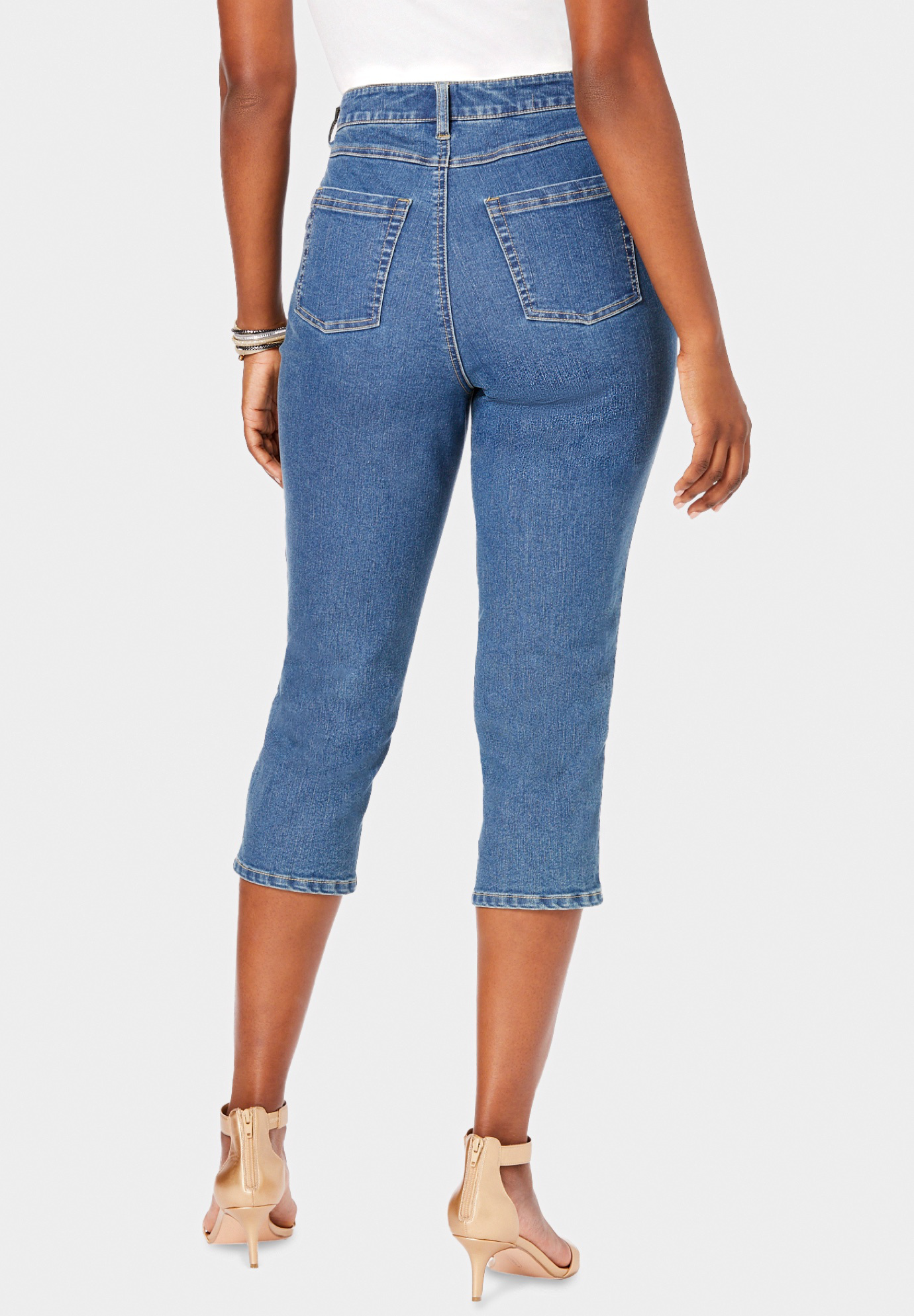 Roaman's Women's Plus Size Invisible Stretch Contour Capri Jean Jeans - image 3 of 6