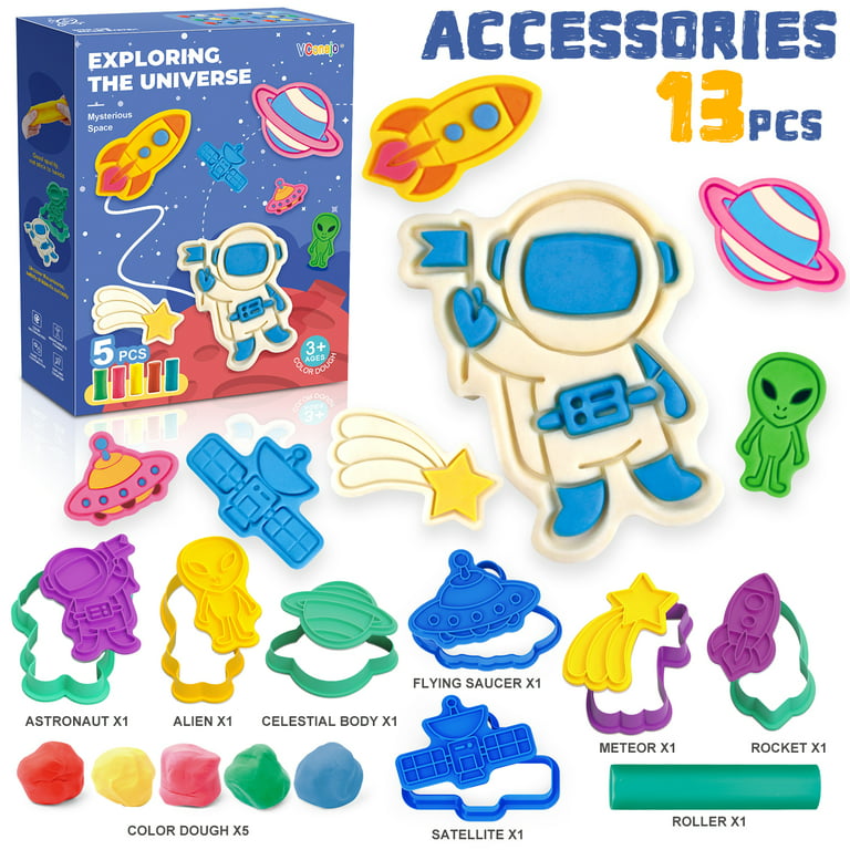 Color Dough Sets for Kids Ages 2-4, Planets Theme Color Dough Tool Set for  Kids Ages 4-8, Color Dough Accessories Toys for Ages 5-7 Boys Girls