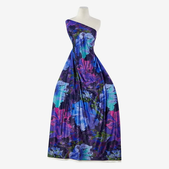 Zelouf Zs1901F Print Velvet , Sewing, DIY, Crafts Fabric by the Yard, 466 Cobalt/violet, 3 Yard